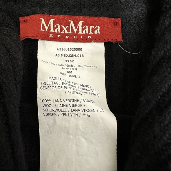 MAXMARA STUDIO OPEN CARDIGAN SZ S/M Black Women's elbow sleeves Sweater - Picture 7 of 11